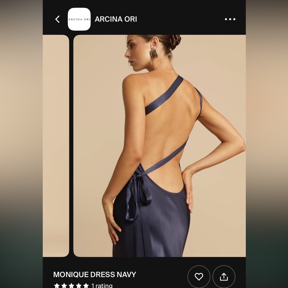 Monique Navy Backless Satin Tie Dress